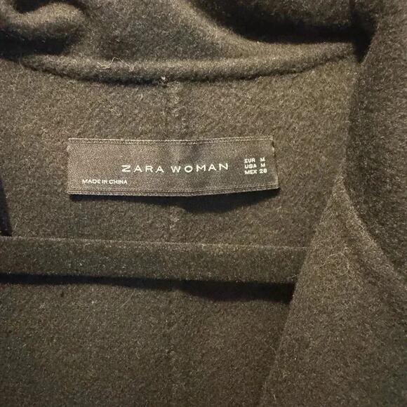 Zara Wool Cape Shrug Cardigan Black Open Drape Wrap Large - Picture 2 of 3